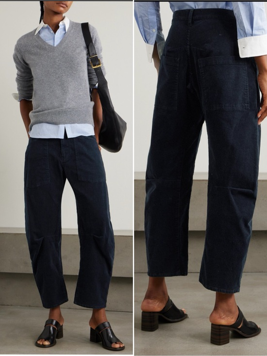 Nili Lotan Pants - Nili Lotan Shon Cotton Blend Corduroy Tapered Pants Navy Size 2